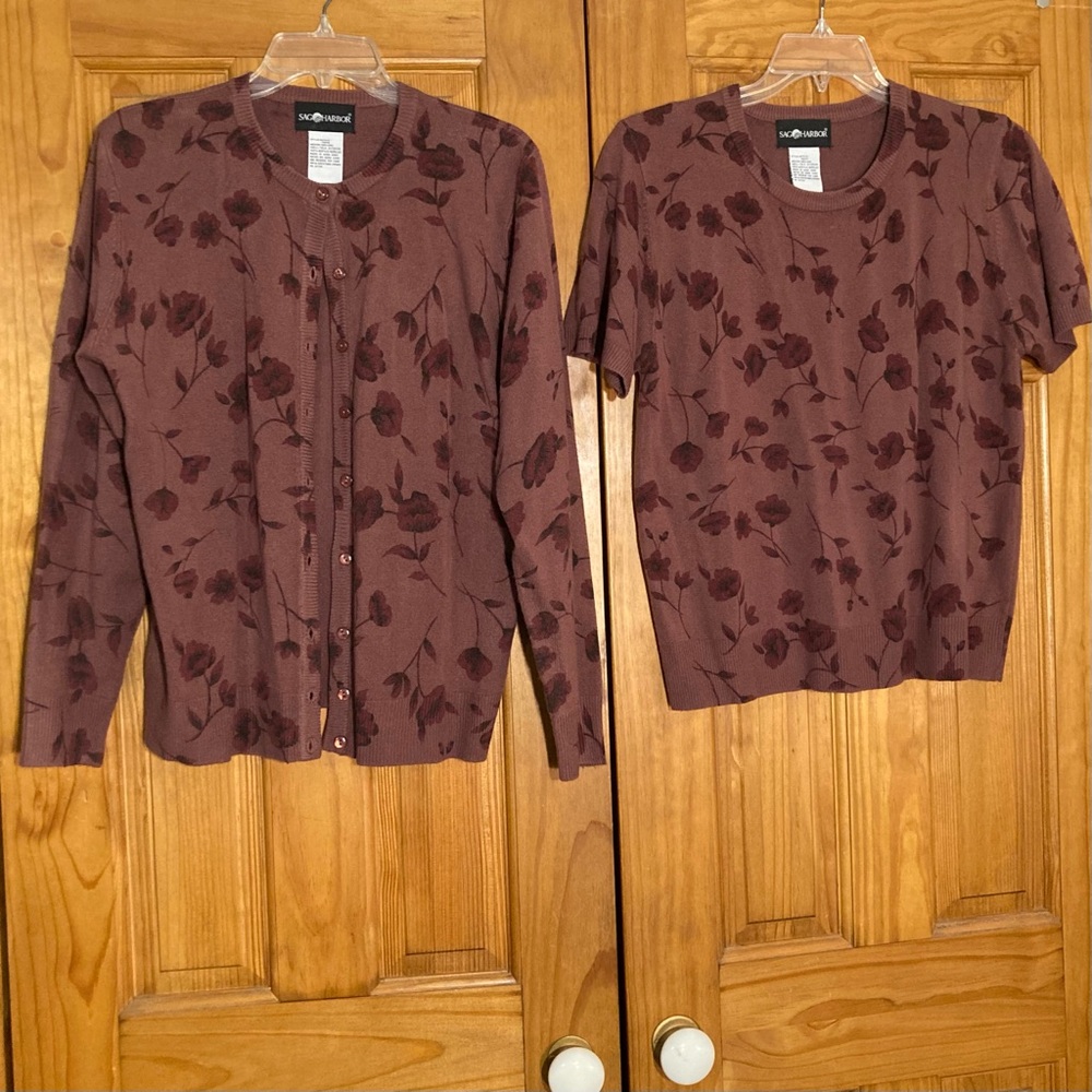 NWOT Sag Harbor Vintage 80s 90s Sweater & Button Cardigan Set Purple M